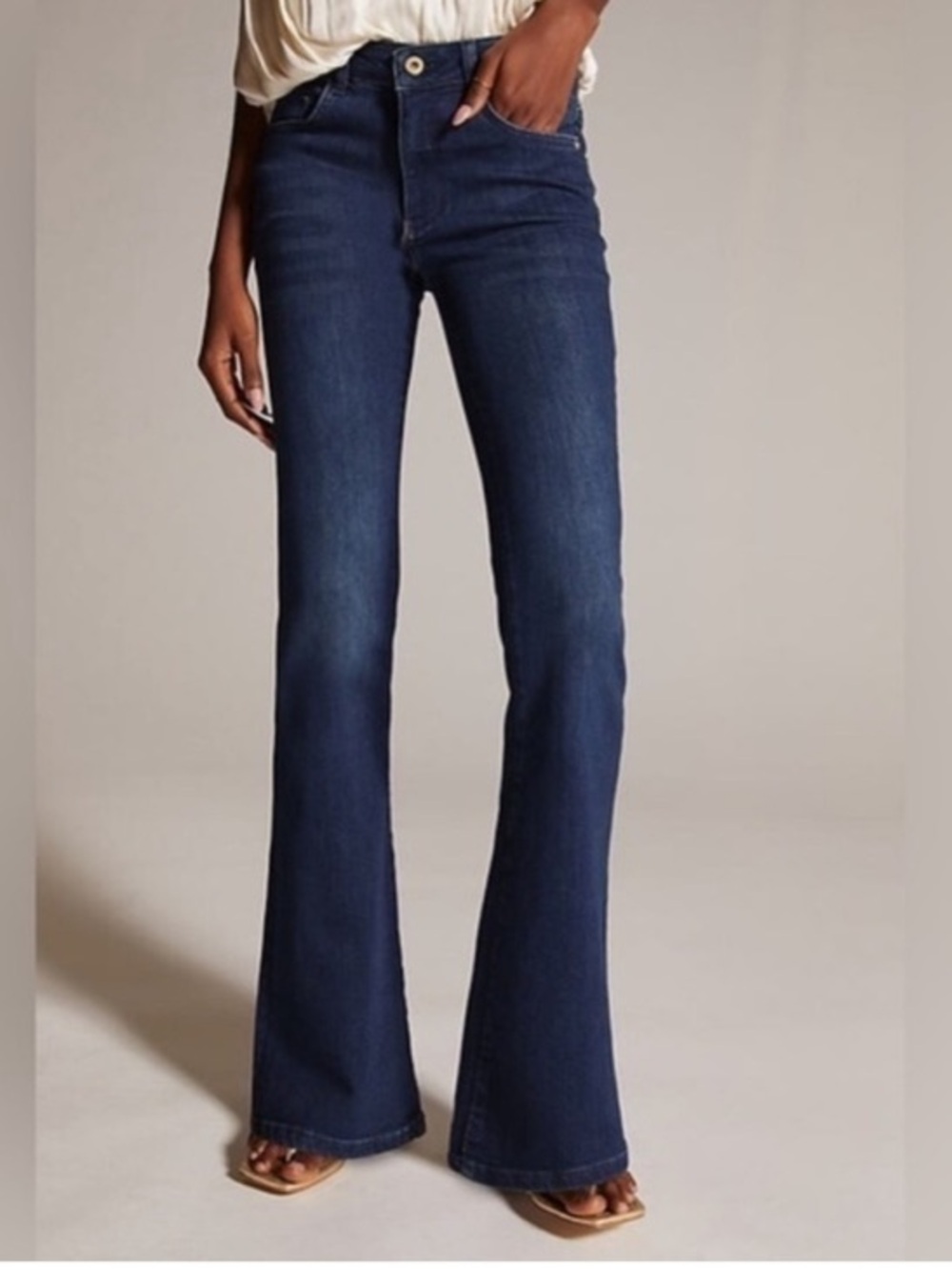 Pilcro Demilune Bootcut Jeans Womens 28 Dark Wash Boho Mid Rise Flare Cotton